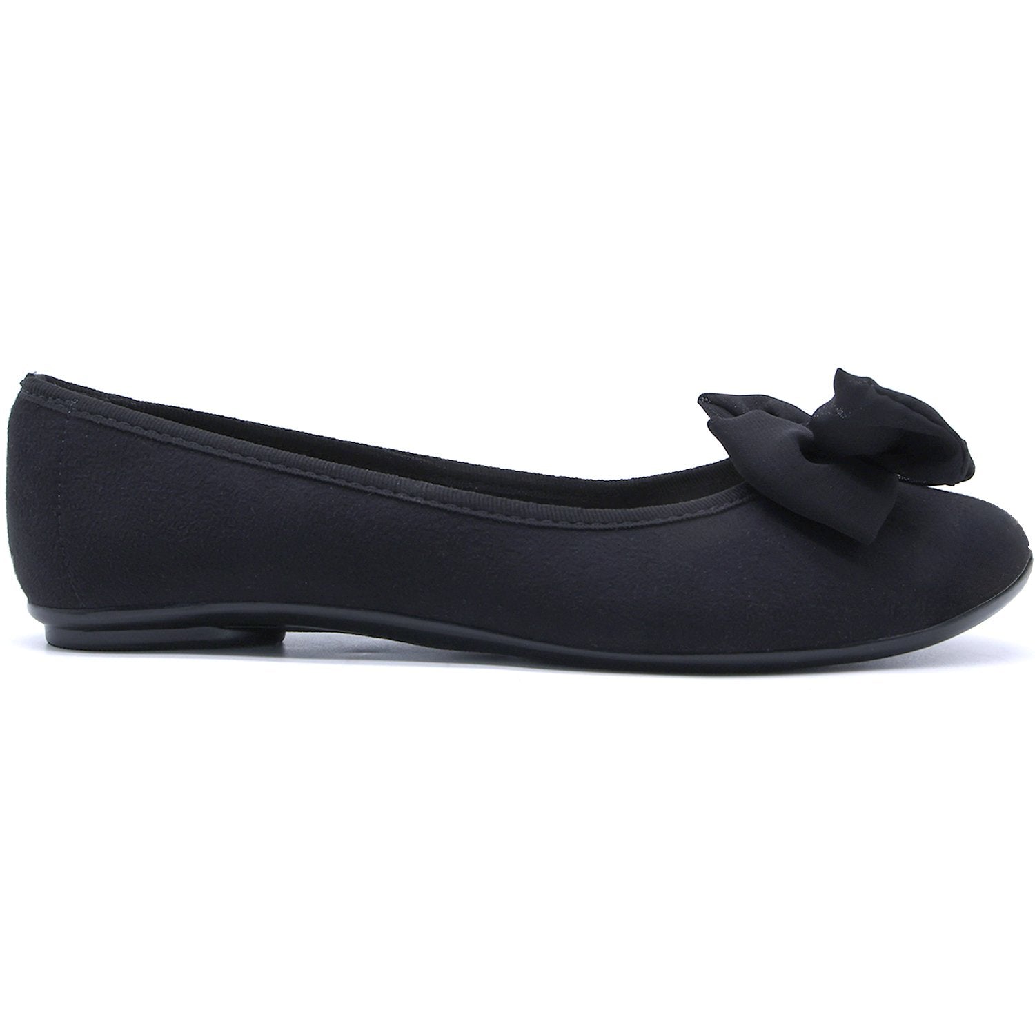 BR Black Suede Bowed Ballerinas
