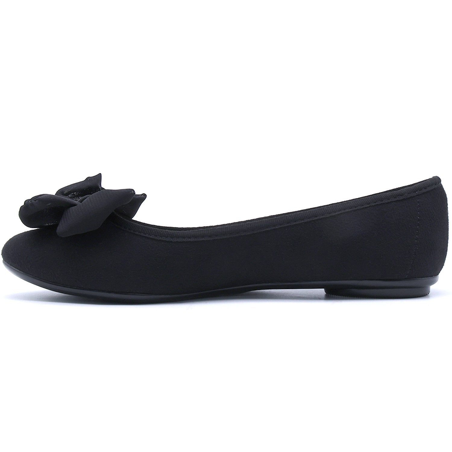 BR Black Suede Bowed Ballerinas