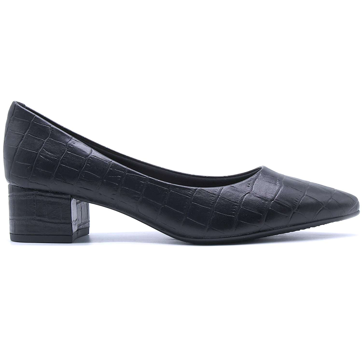 BR Black Croc Block-Heel Pumps