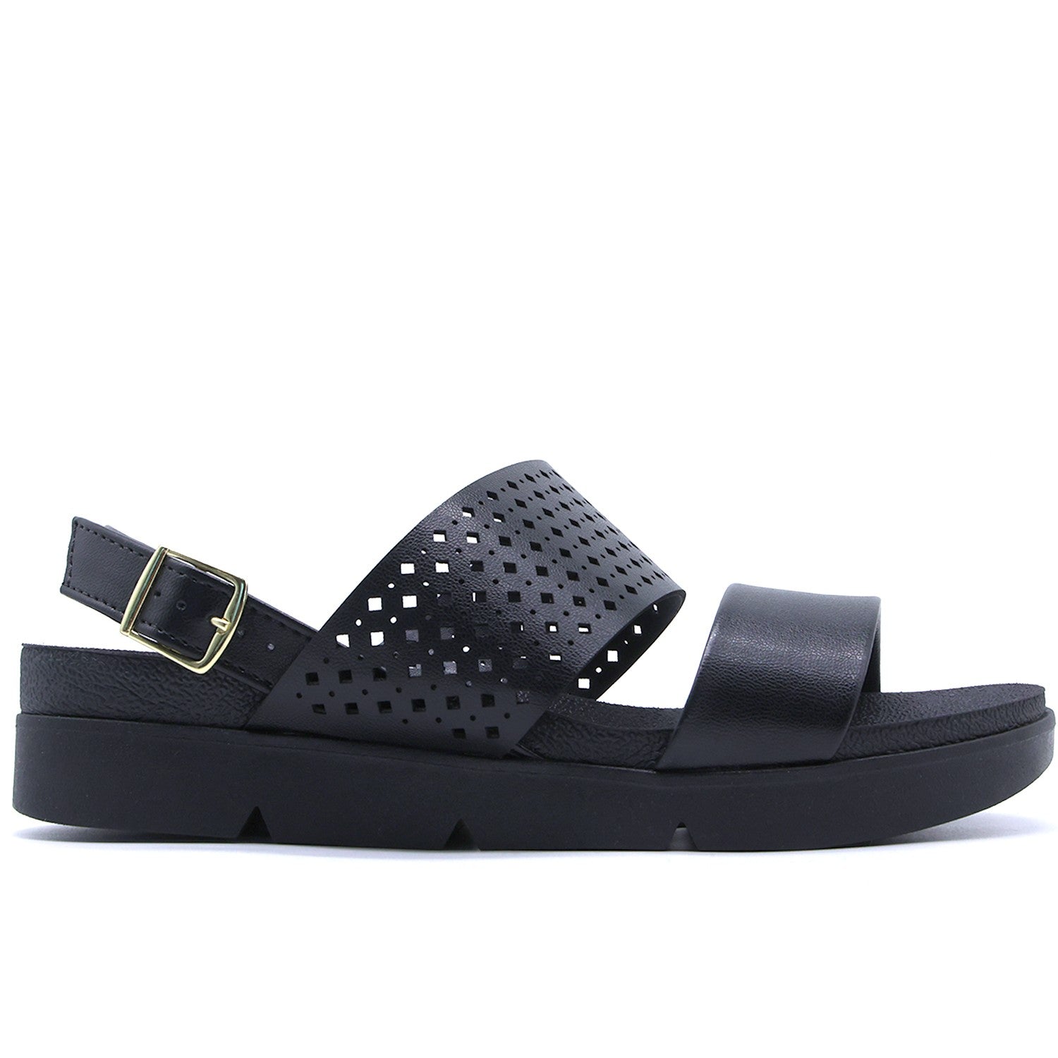 BR DBL STRAP BLACK SANDALS