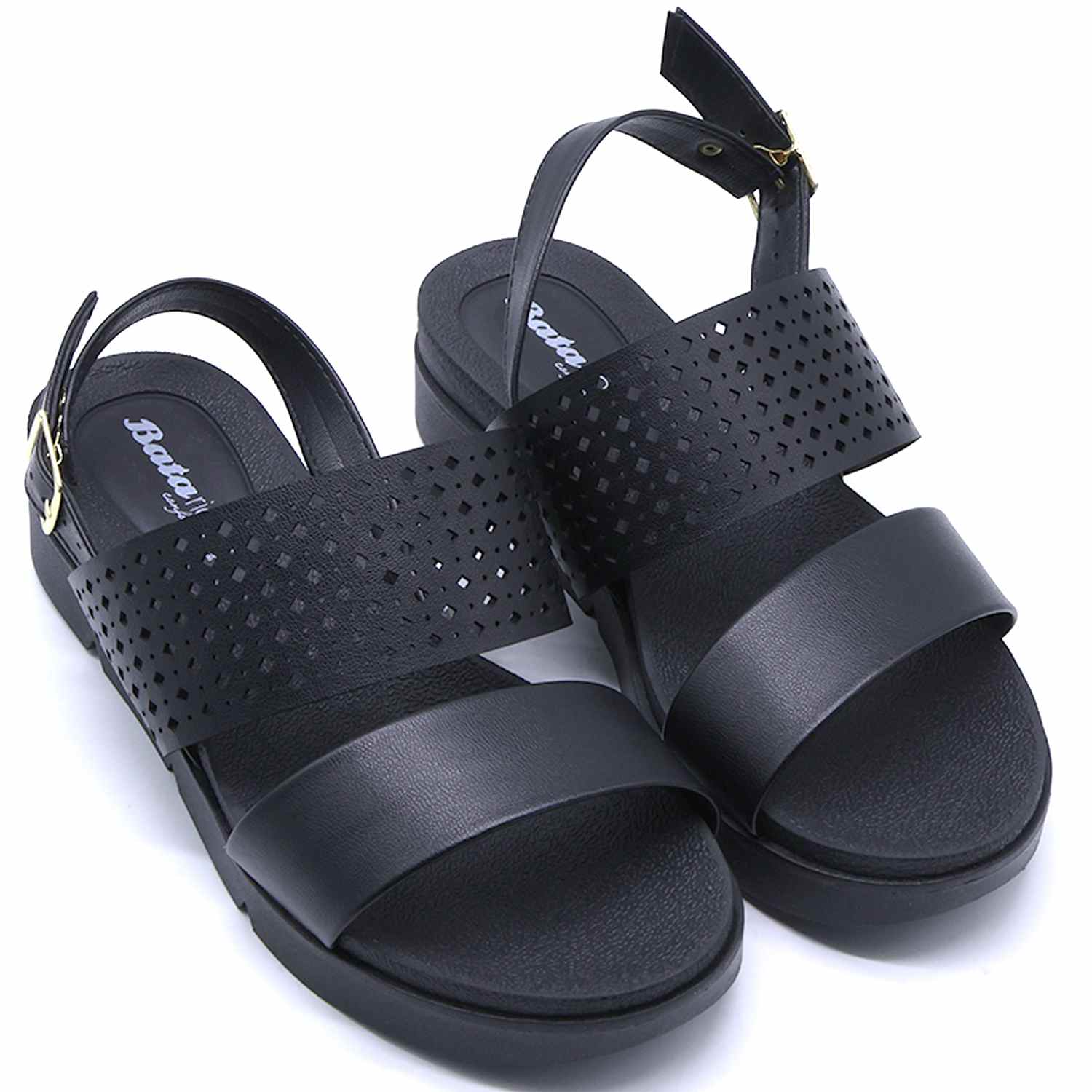 BR DBL STRAP BLACK SANDALS