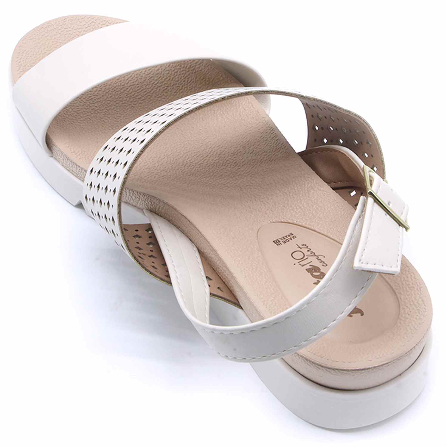 BR DBL STRAP WHITE SANDALS