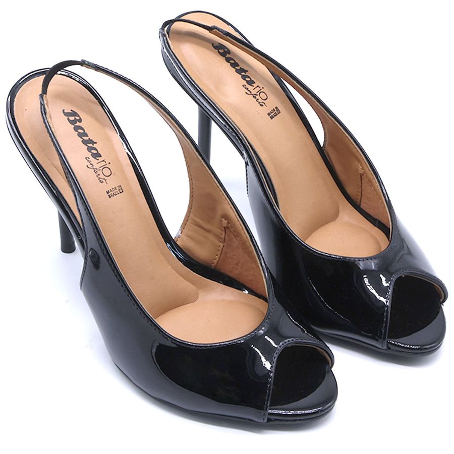 BR Black High Heel Peep-Toe Sandal