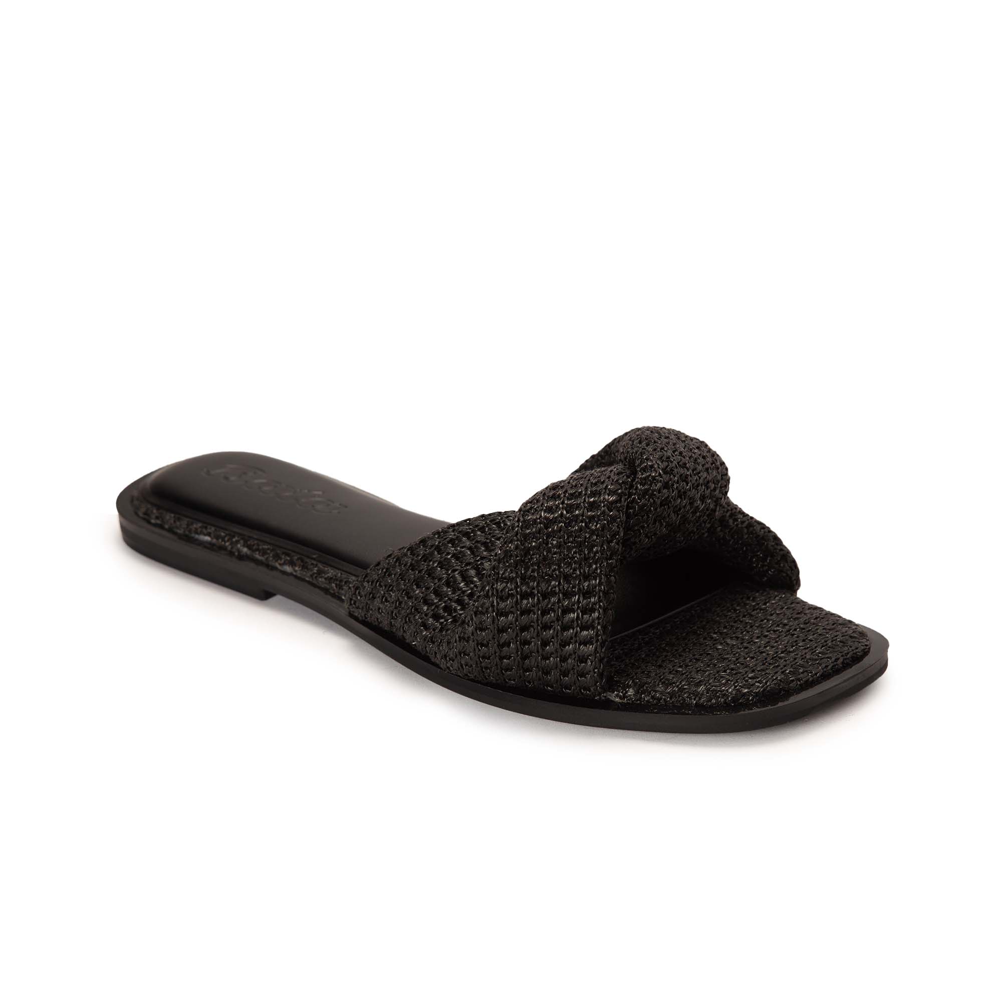 Woven Black Slides