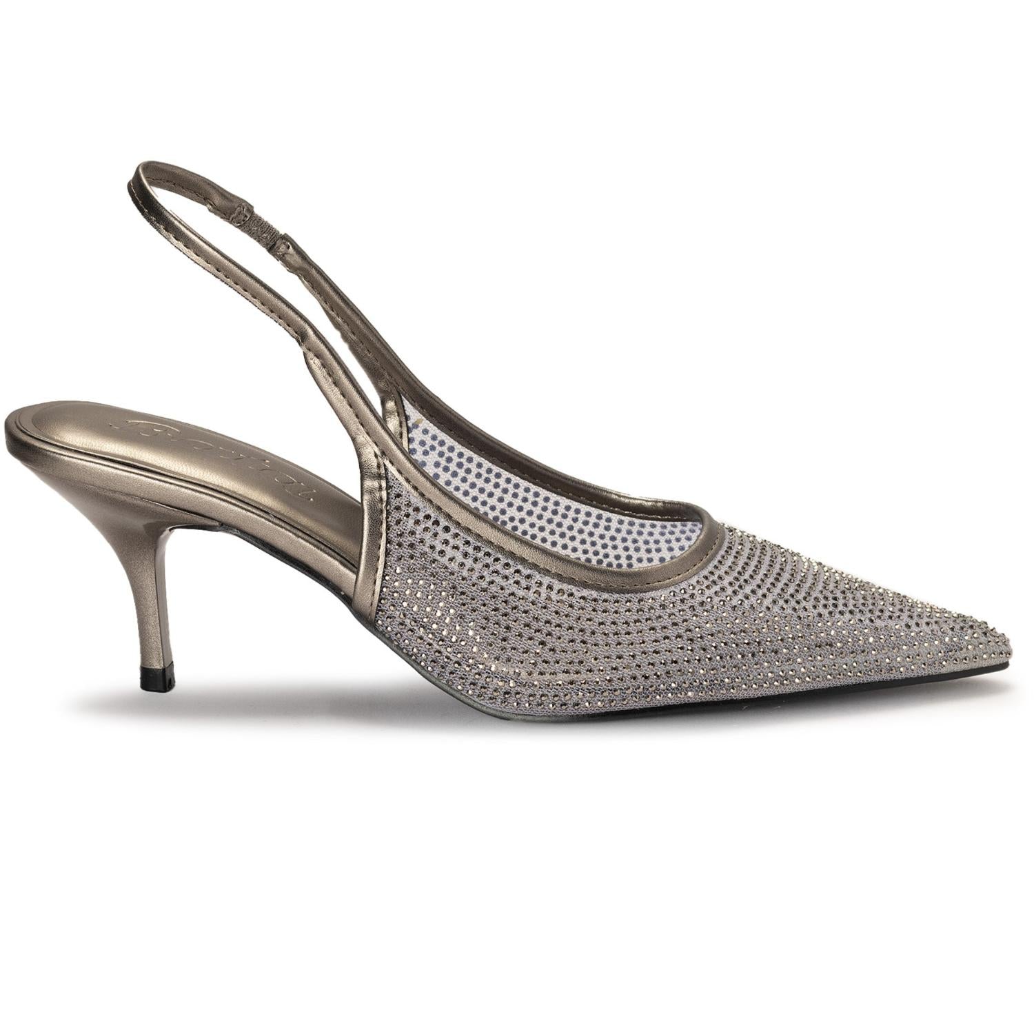 Pewter Sparkle Mesh Slingbacks