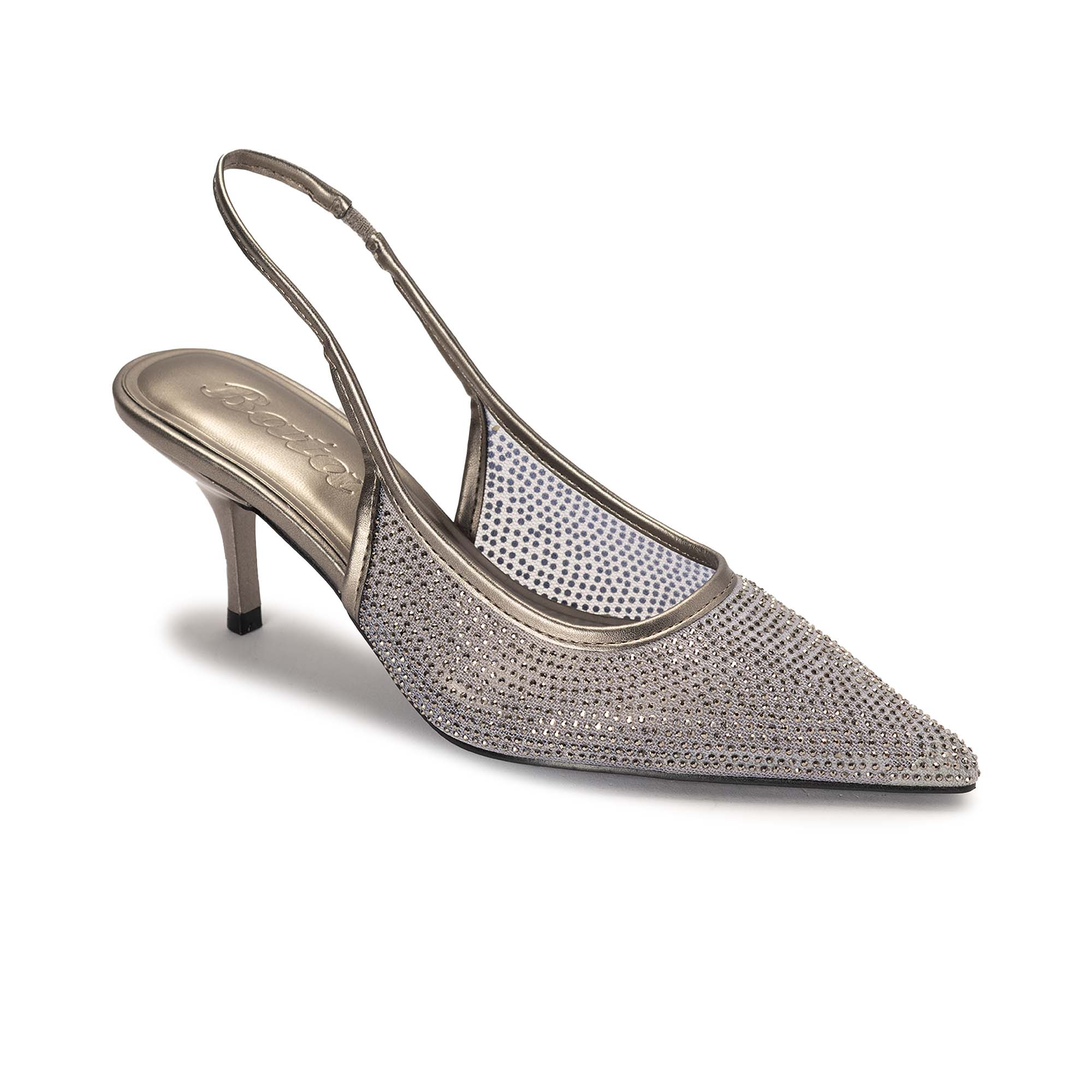 Pewter Sparkle Mesh Slingbacks