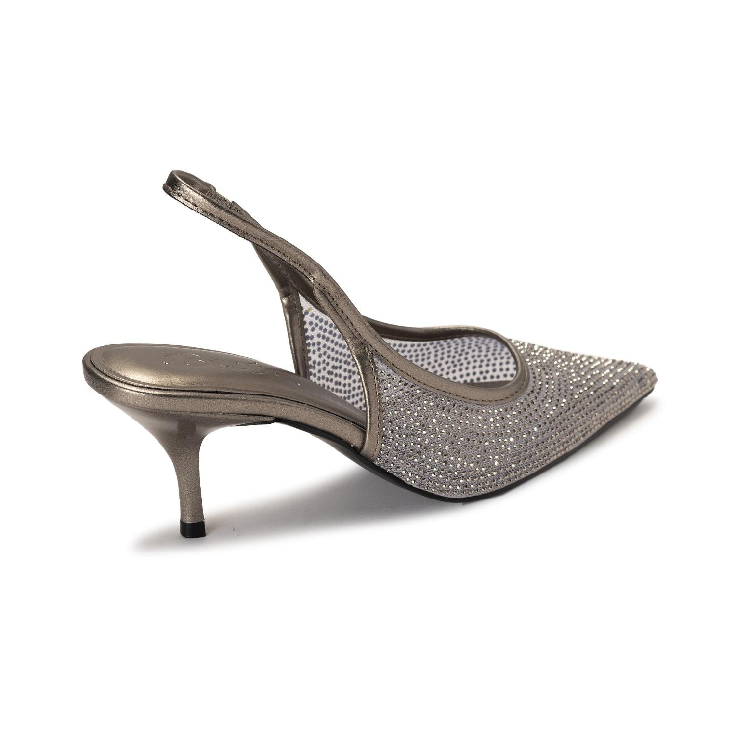 Pewter Sparkle Mesh Slingbacks