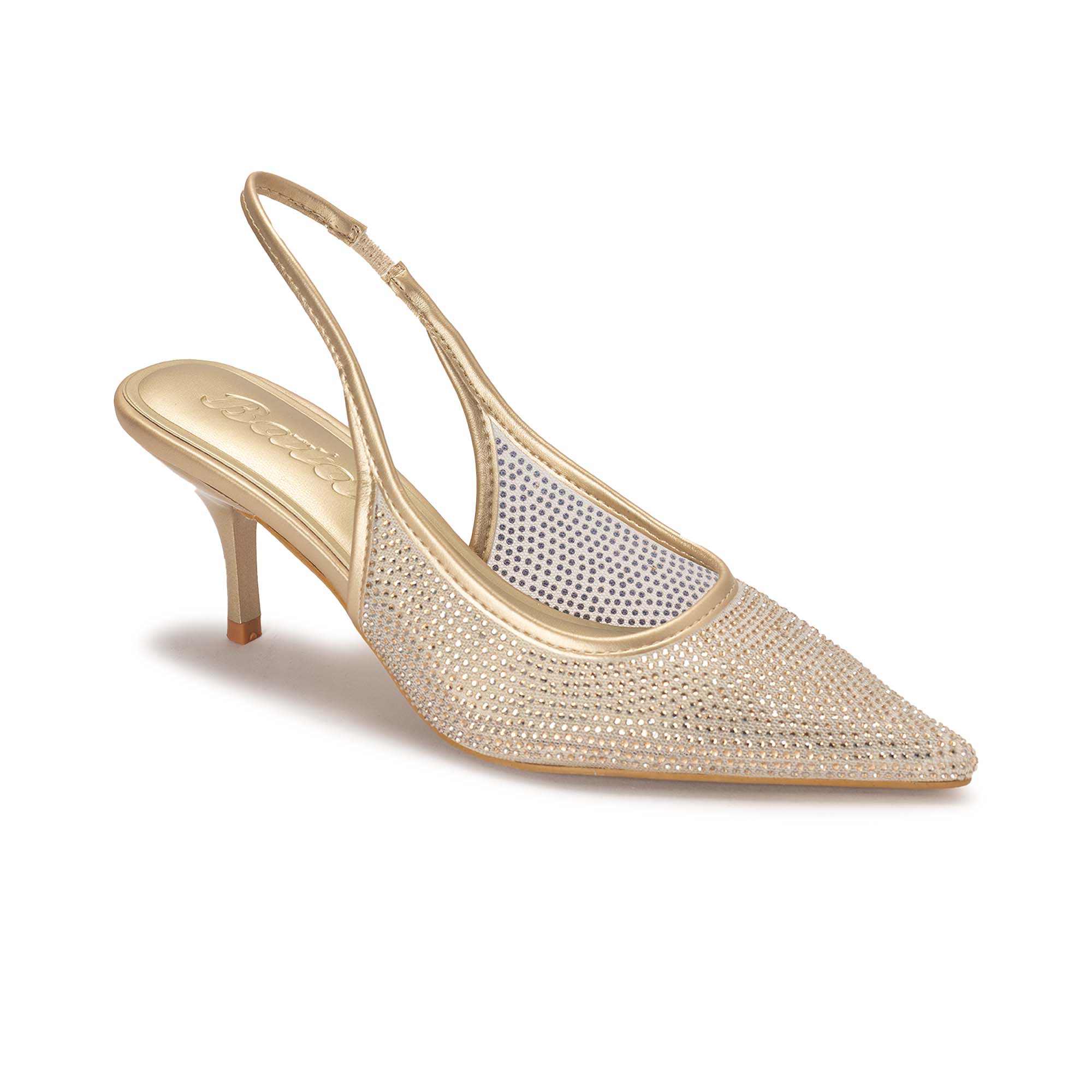 Gold Sparkle Mesh Slingbacks