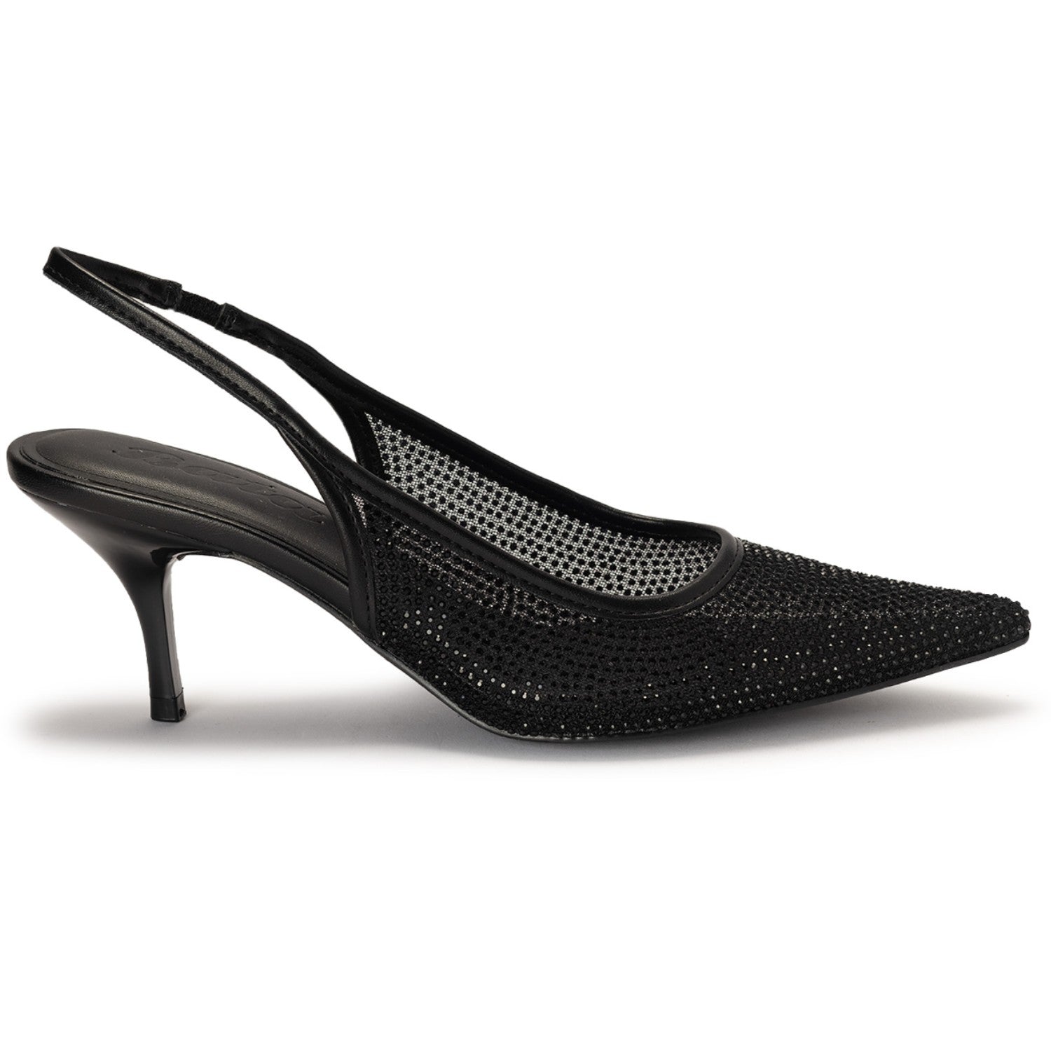 Black Sparkle Mesh Slingbacks