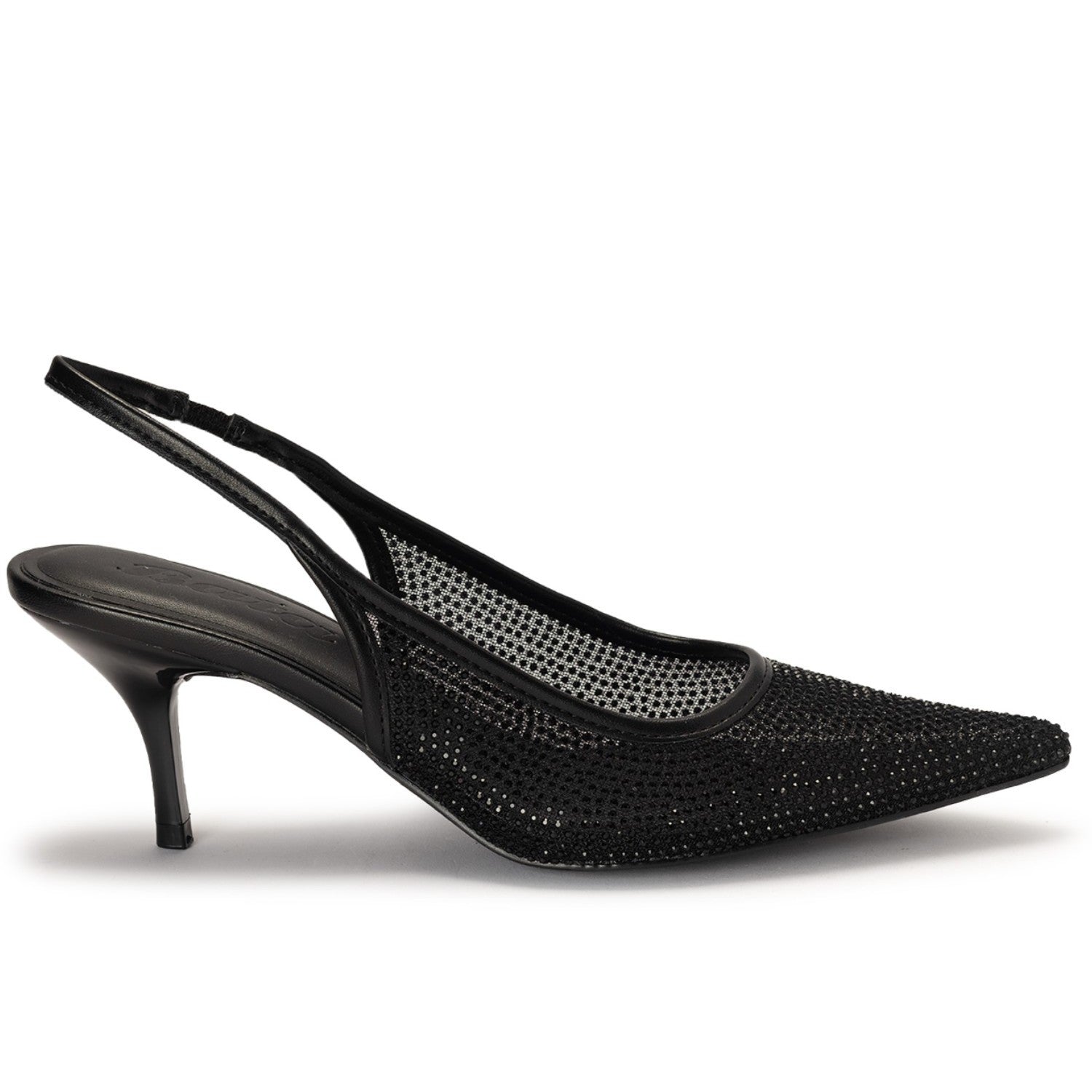 Black Sparkle Mesh Slingbacks