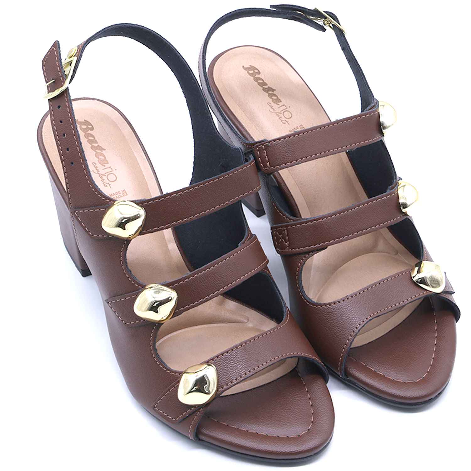 BR Brown Studded Multistrap Sandal