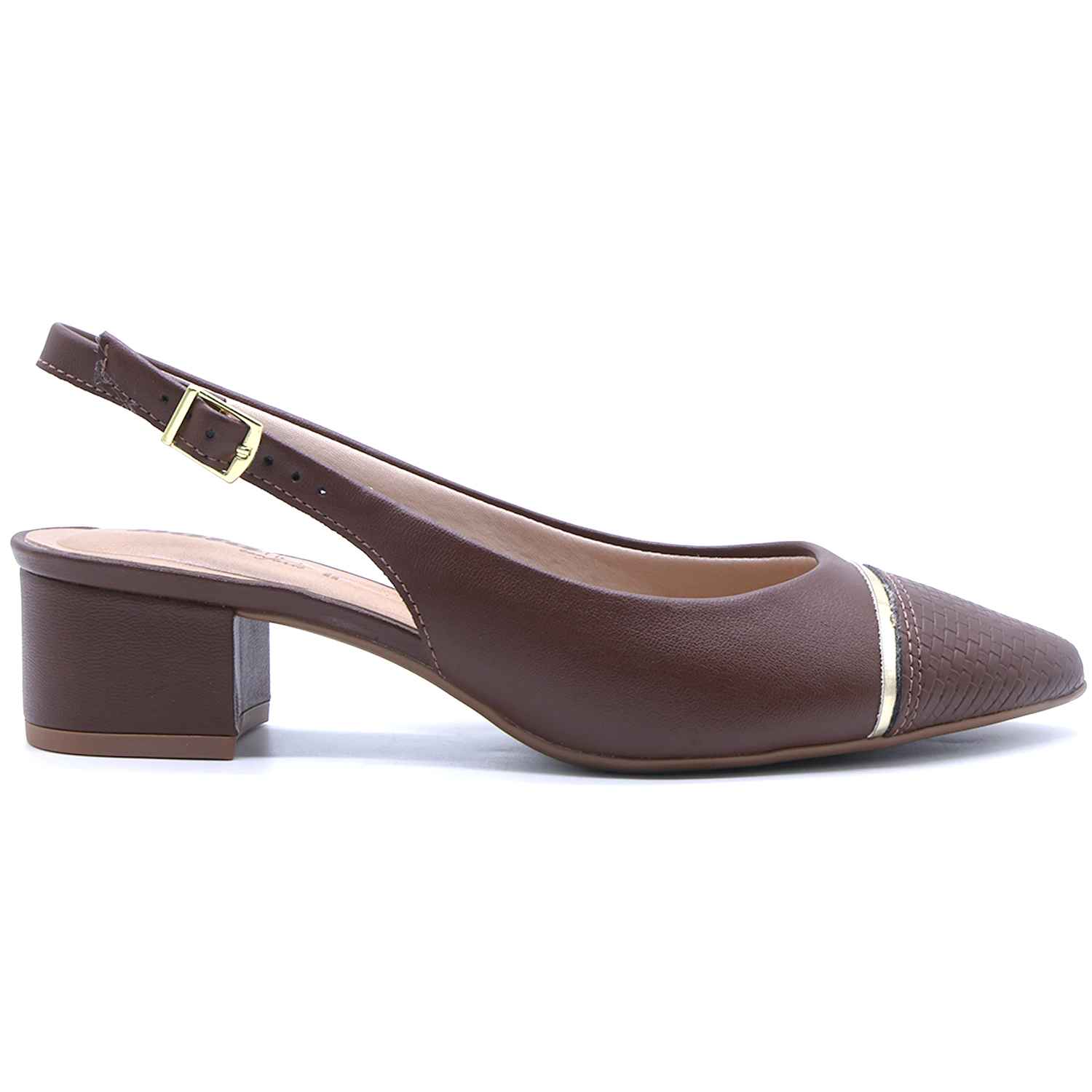 Br Low Brown Block-Heel Slingbacks