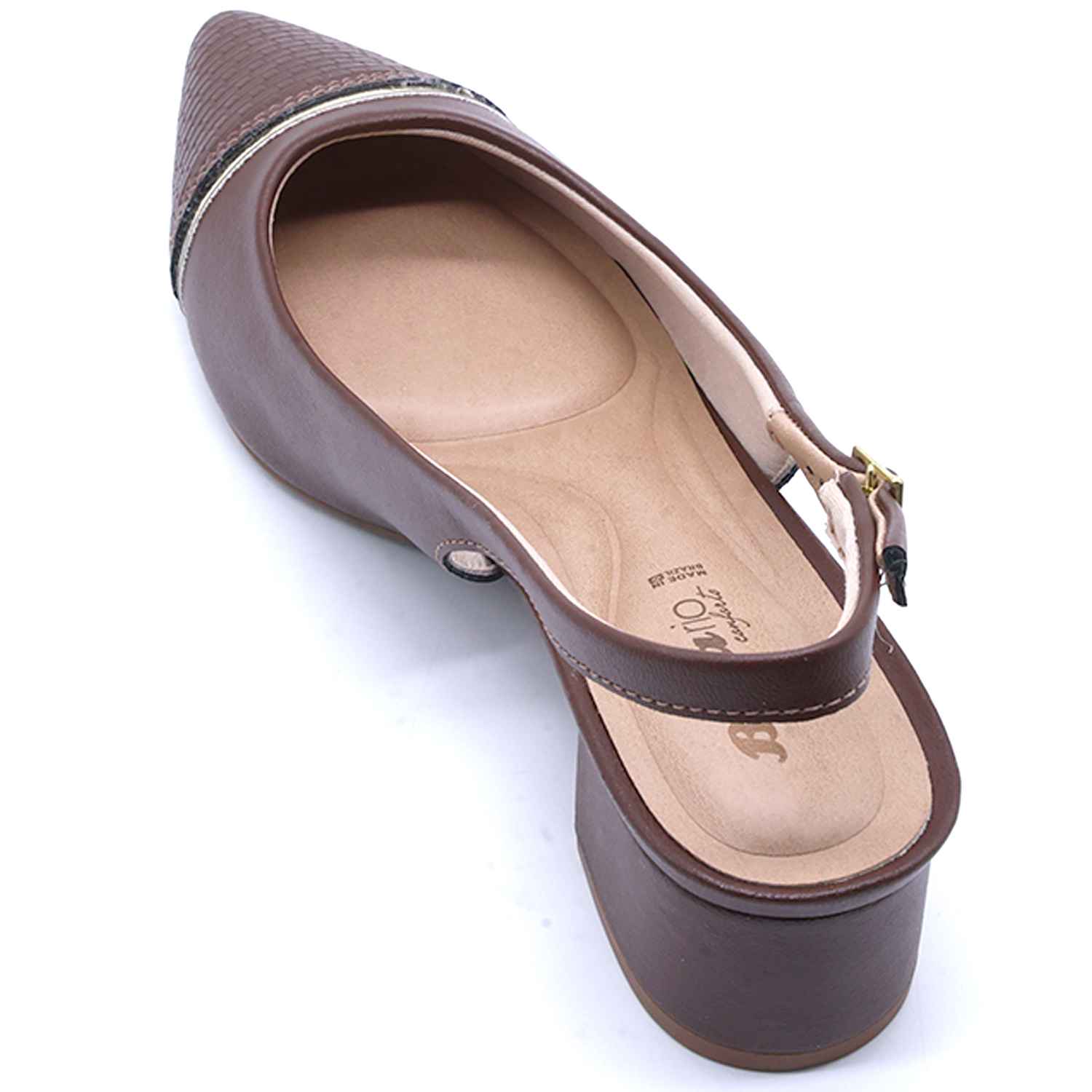 Br Low Brown Block-Heel Slingbacks