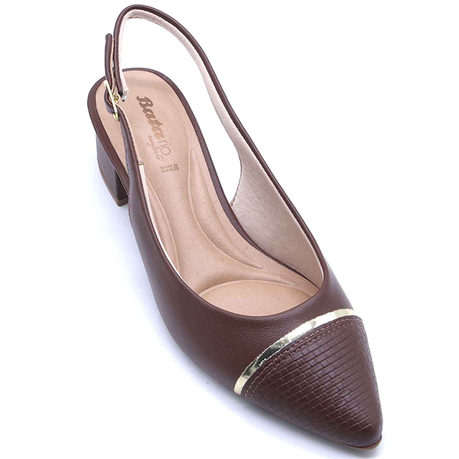 Br Low Brown Block-Heel Slingbacks