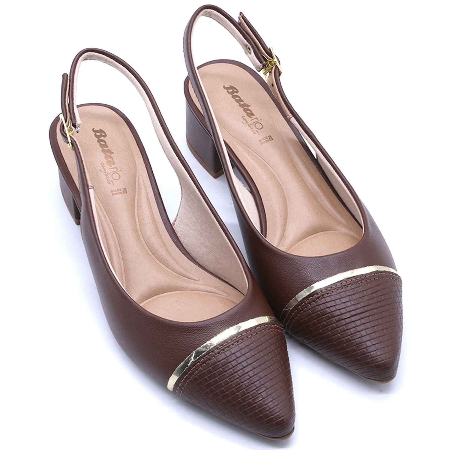 Br Low Brown Block-Heel Slingbacks