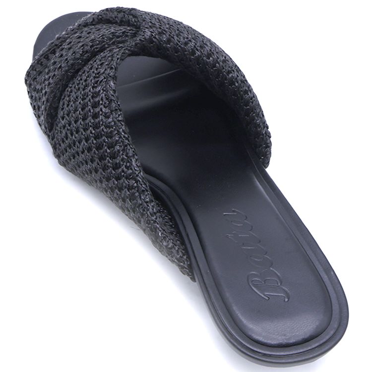 Black Woven Kitten Heel Mules