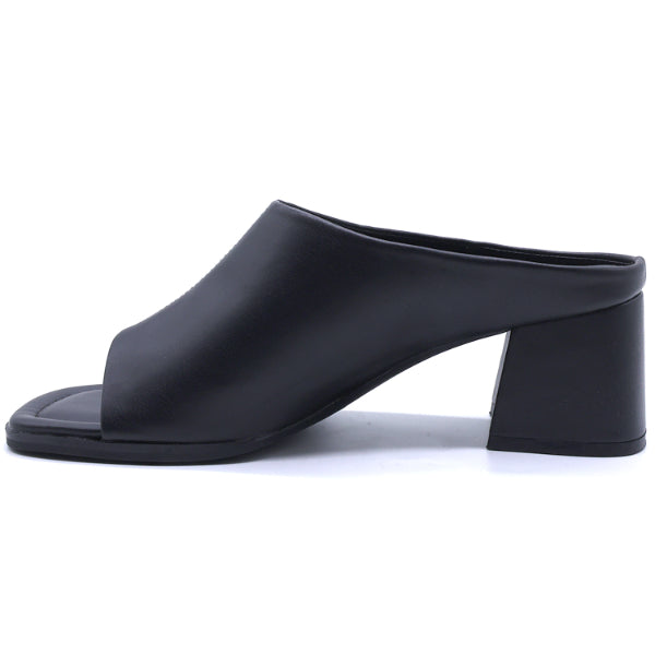 Black Mid Peep-Toe Mule