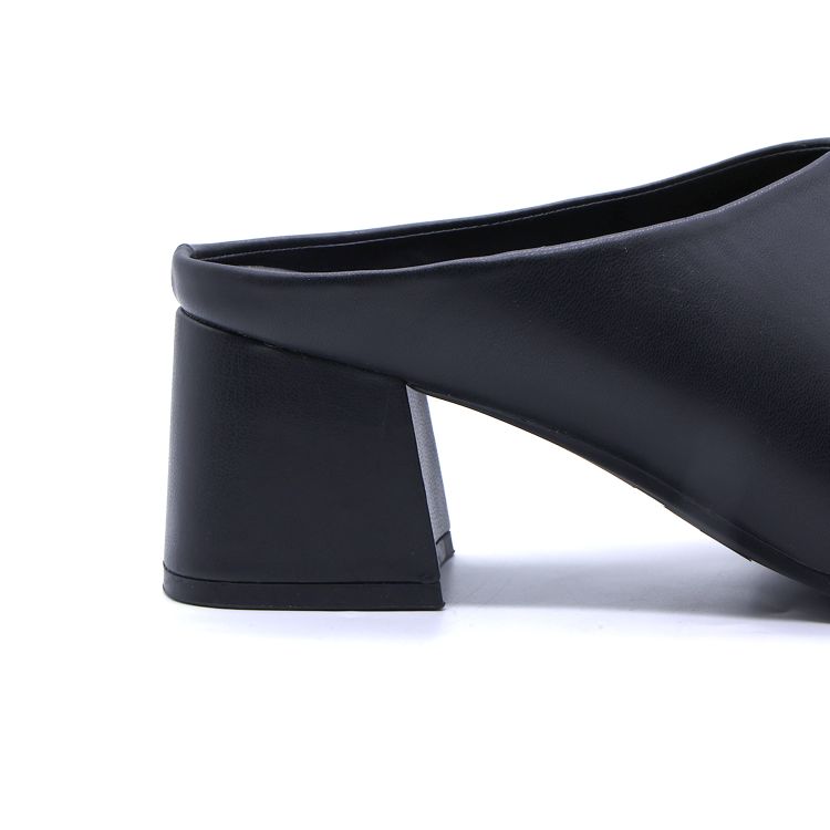 Black Mid Peep-Toe Mule