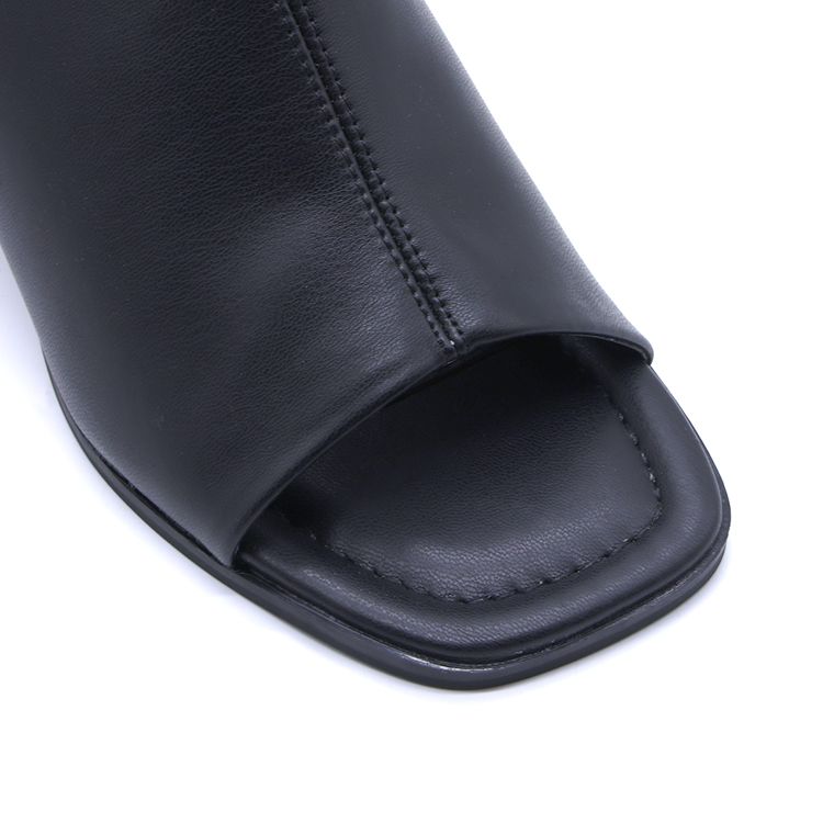 Black Mid Peep-Toe Mule
