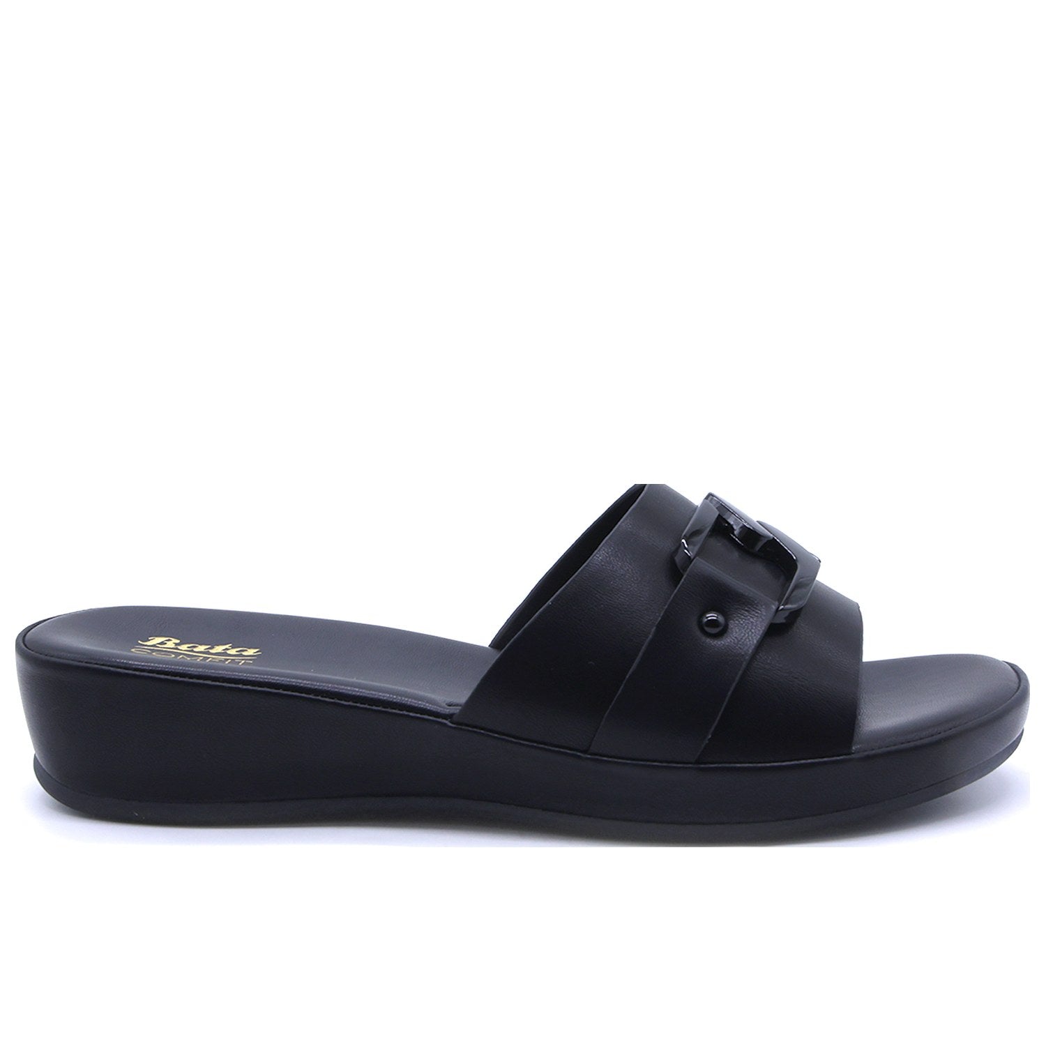 Comfit All Black Buckle Slipper