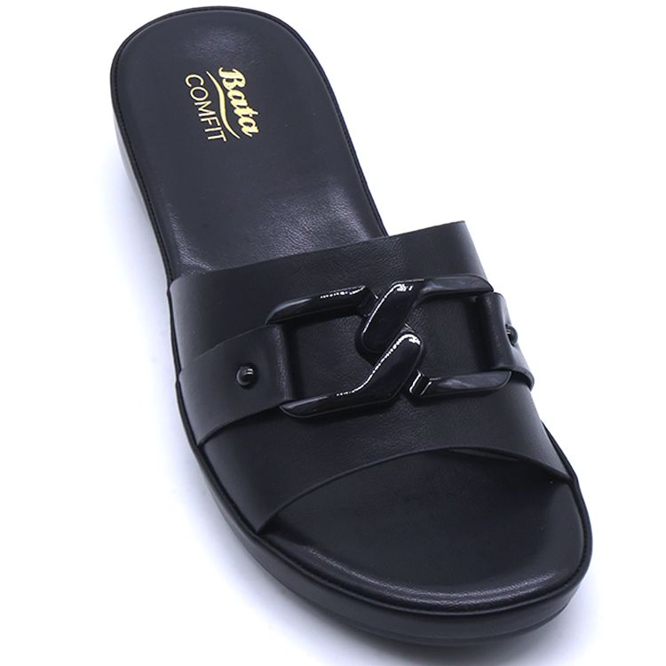 Comfit All Black Buckle Slipper
