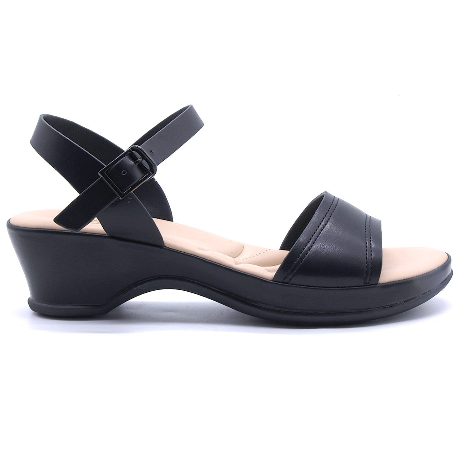 Comfit Black Wedge Sandal