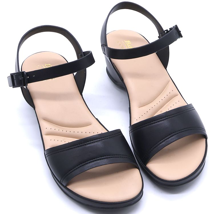 Comfit Black Wedge Sandal
