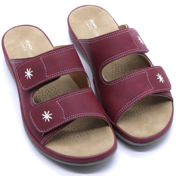 Comfit Burgundy Velcro Slides