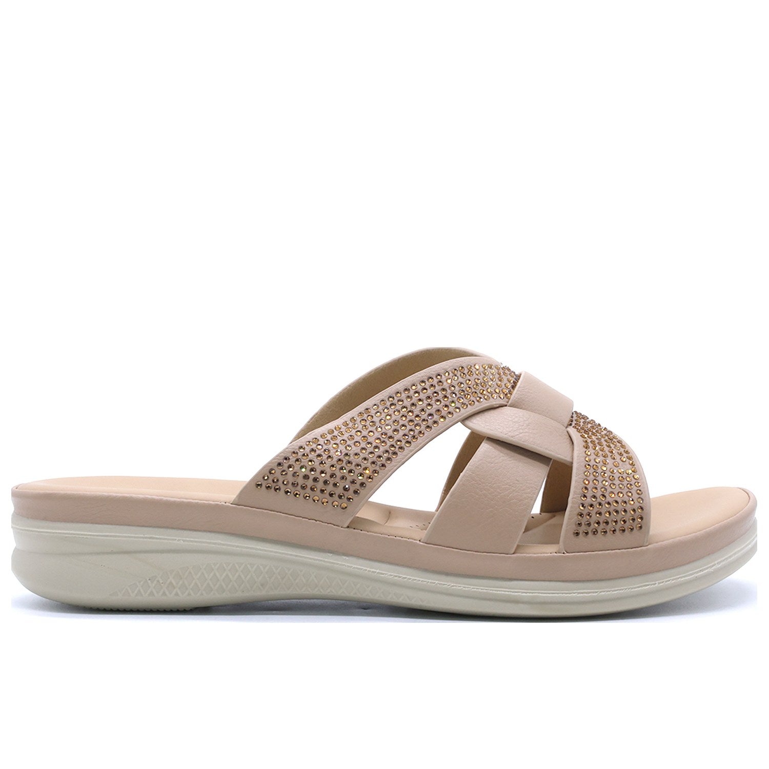 Comfit Embellished Beige Slides
