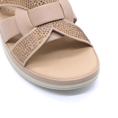 Comfit Embellished Beige Slides