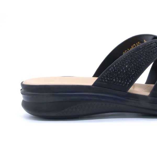 Comfit Embellished Black Slides