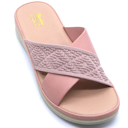 Comfit Knit Strapped Pink Slides