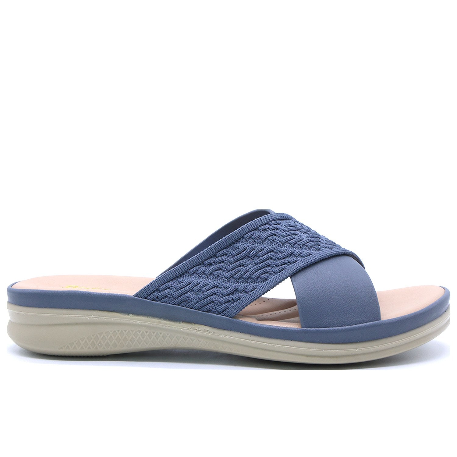 Comfit Knit Strapped Blue Slides