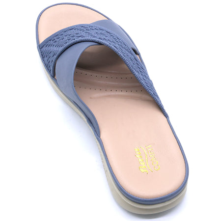 Comfit Knit Strapped Blue Slides