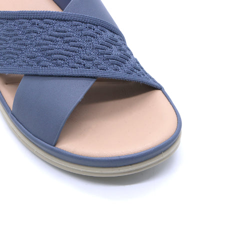 Comfit Knit Strapped Blue Slides