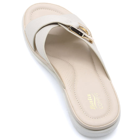 Comfit Gold Textured Buckled Slides