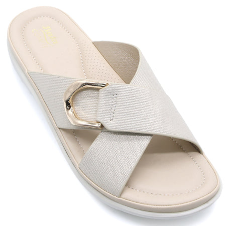 Comfit Gold Textured Buckled Slides