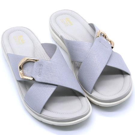 Comfit Blue Textured Buckled Slides