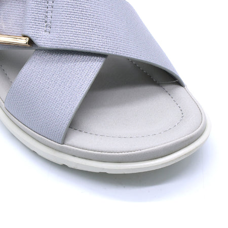 Comfit Blue Textured Buckled Slides