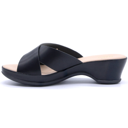 Comfit Black Wedge Crossover Slides