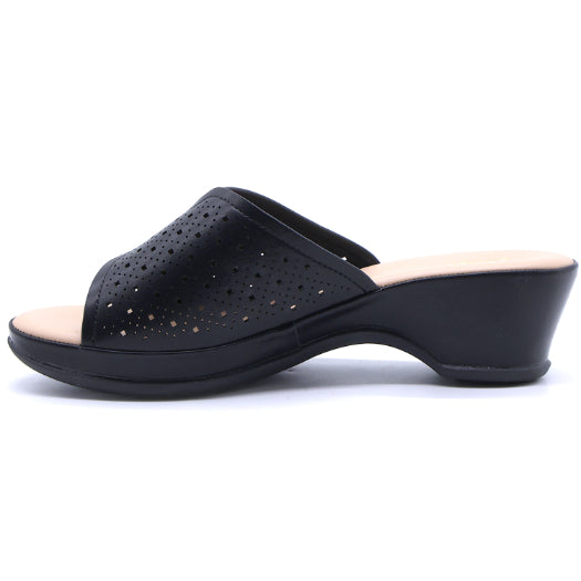 Comfit Black Wedge Lasered Slides