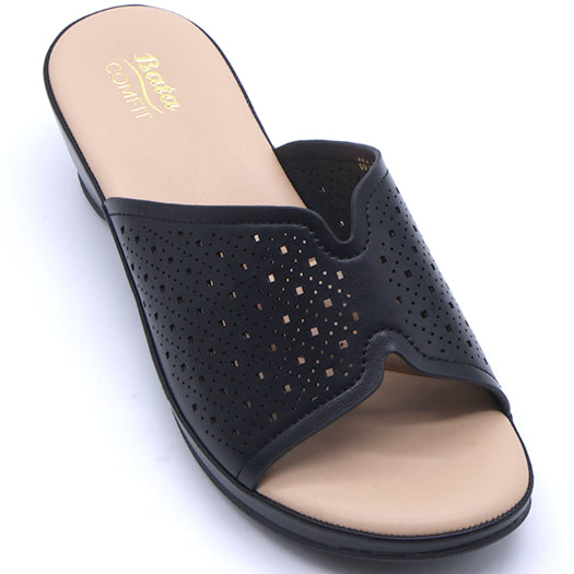 Comfit Black Wedge Lasered Slides