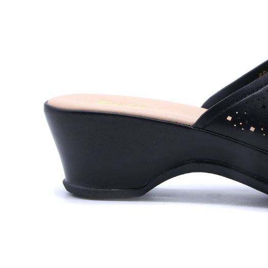 Comfit Black Wedge Lasered Slides
