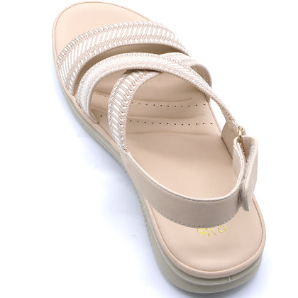 Comfit Beige Woven Crossover Sandals