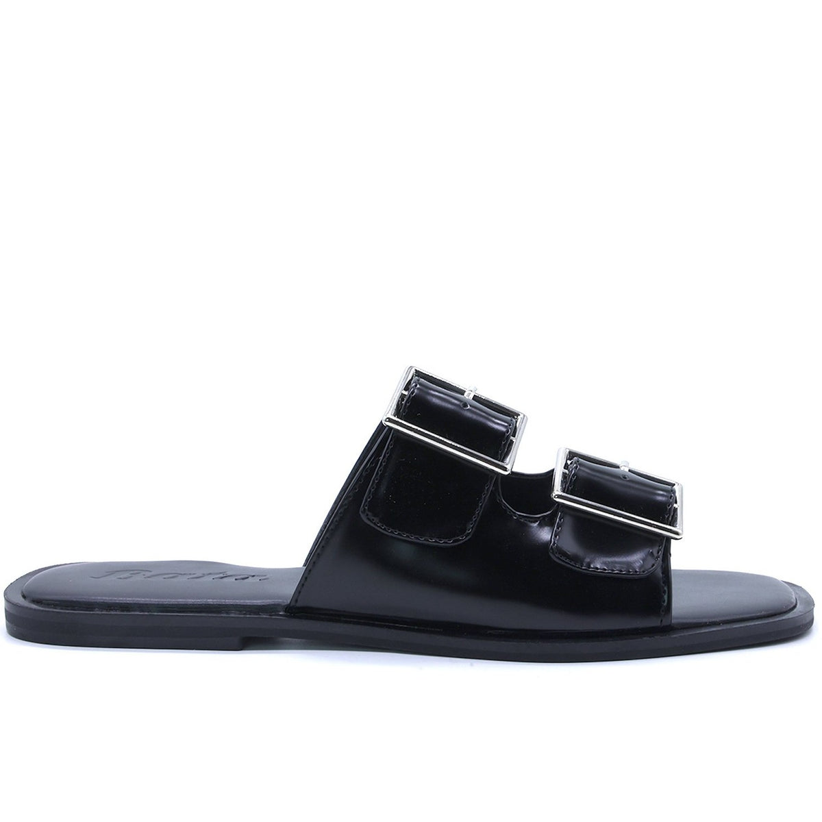 BLACK POLISHED BUCKLE SLIDES