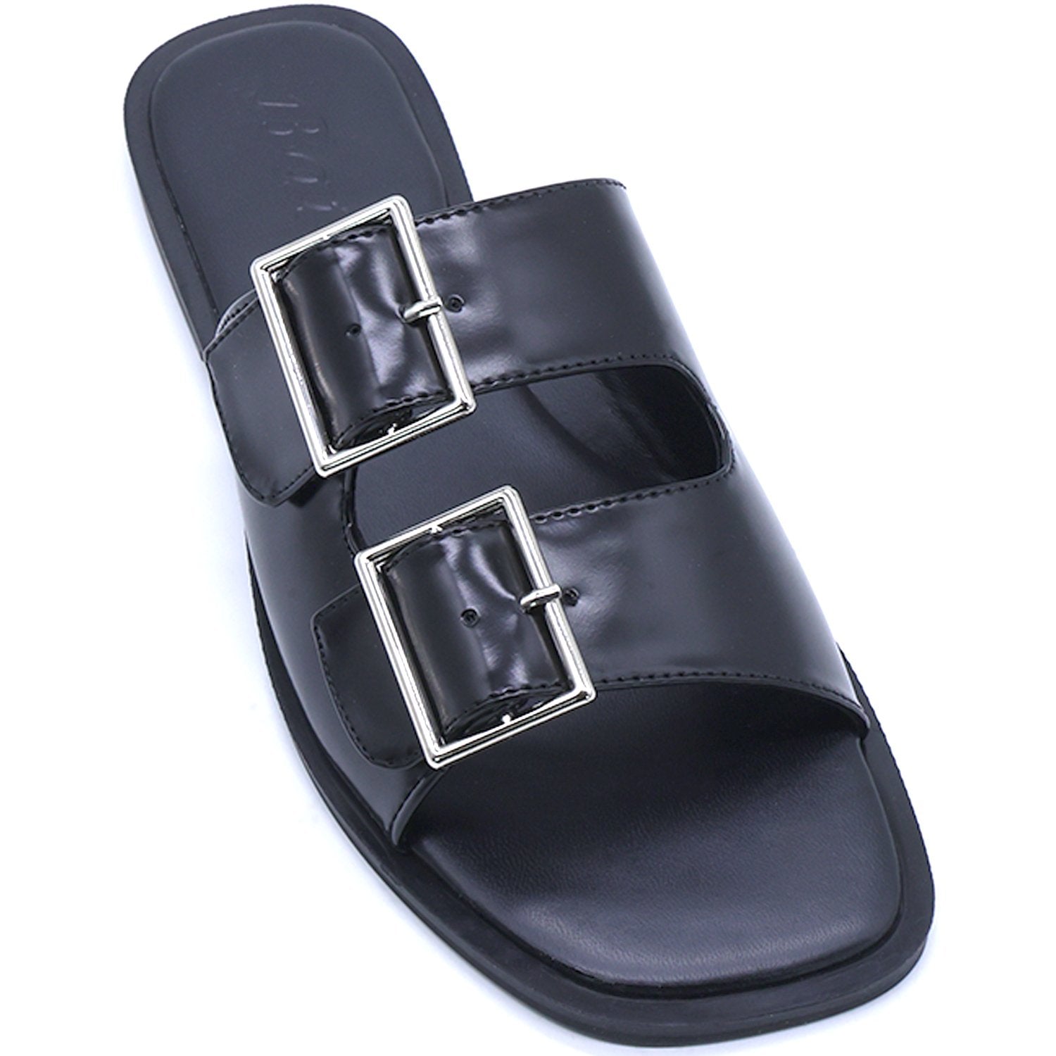 BLACK POLISHED BUCKLE SLIDES