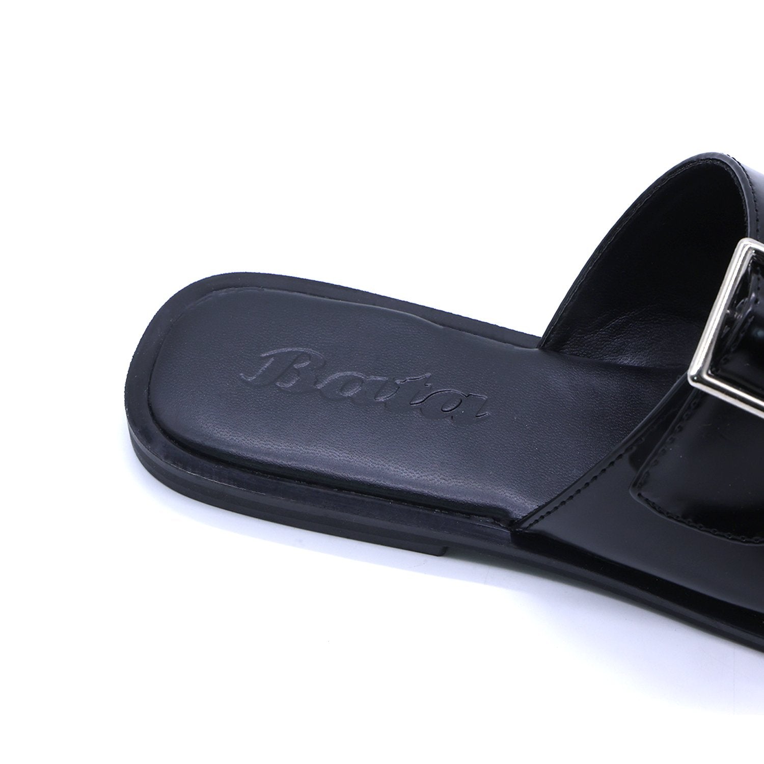 BLACK POLISHED BUCKLE SLIDES