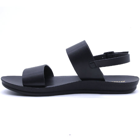 BLACK MINIMALIST STRAP SANDALS