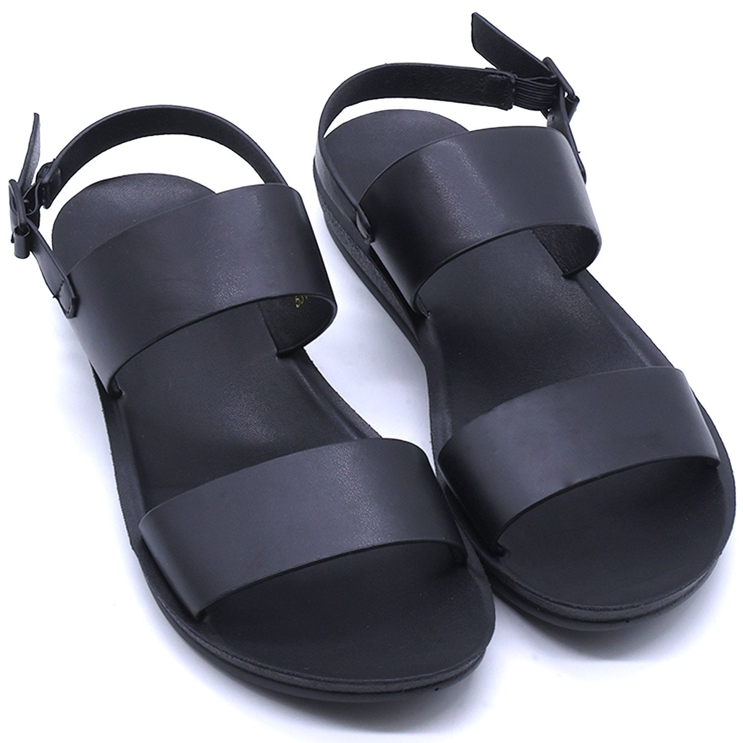 BLACK MINIMALIST STRAP SANDALS
