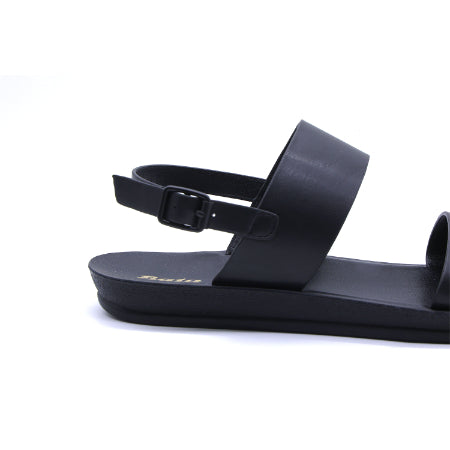 BLACK MINIMALIST STRAP SANDALS